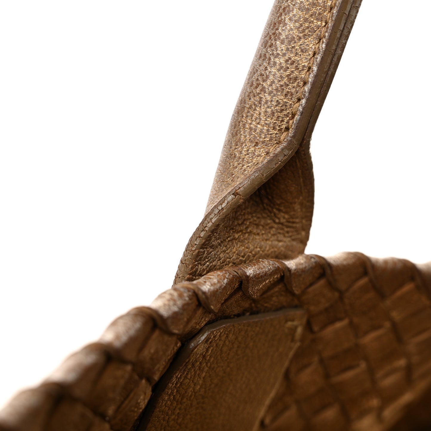 Metallic Chevre Intrecciato Medium Cabat Ottone
