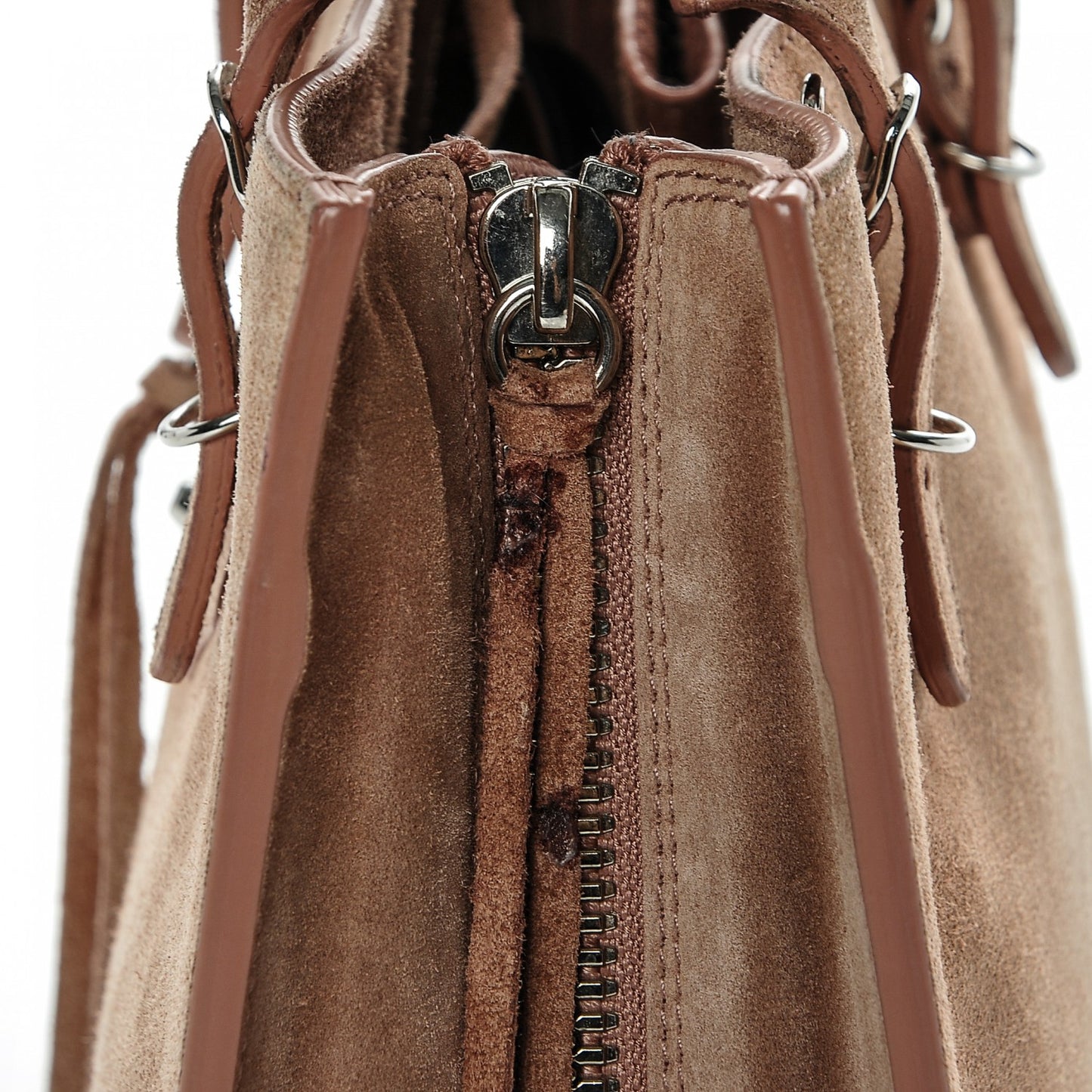 Baby Daim Suede Papier Mini A4 Zip Around Tote Bois De Rose