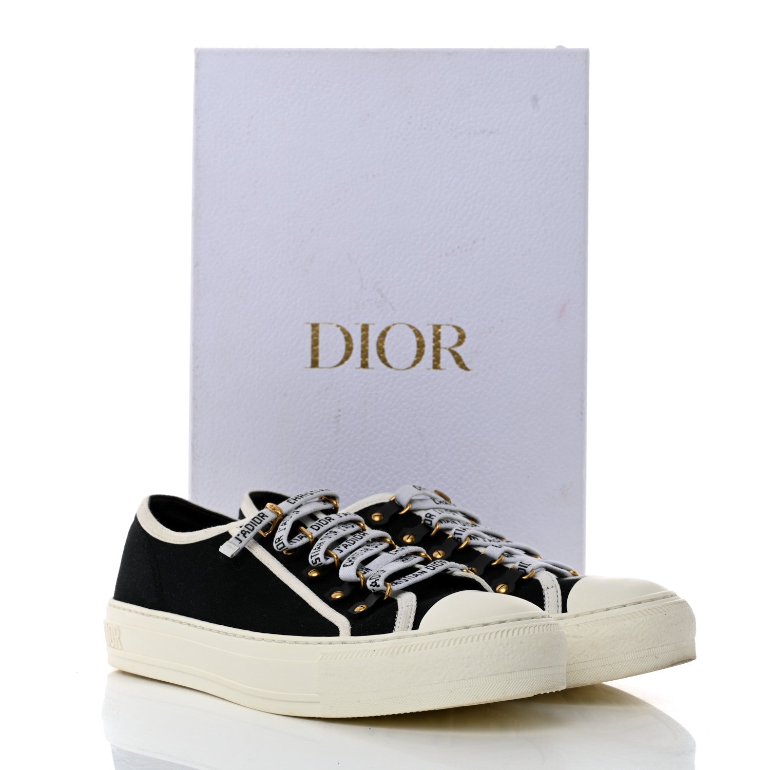 Christian Dior Canvas Dot Walk'N'Dior Low Top Sneakers 40 Black 9 of 9
