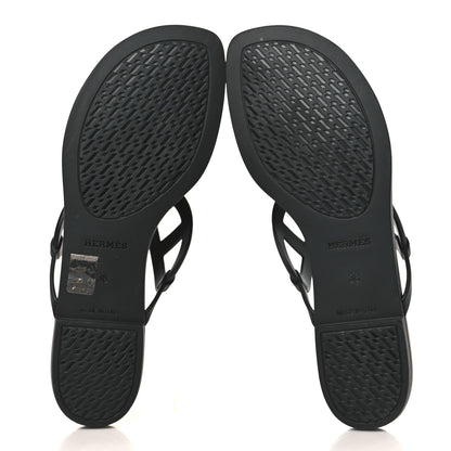 Hermes Rubber Womens Egerie Sandals 38 Black 5 of 8
