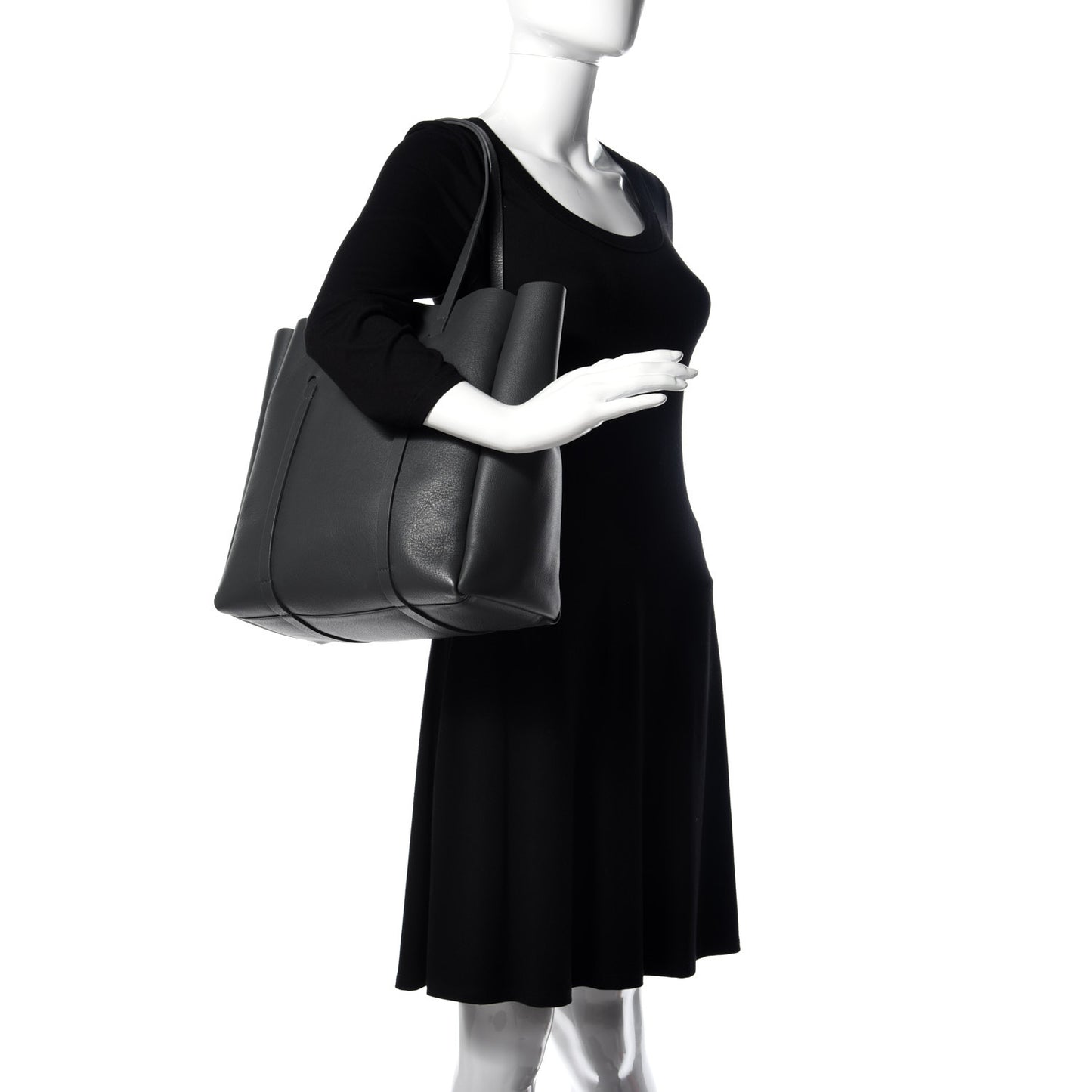 Veau Baltimore Double Sided Small Everyday Tote Gris Fossile Black