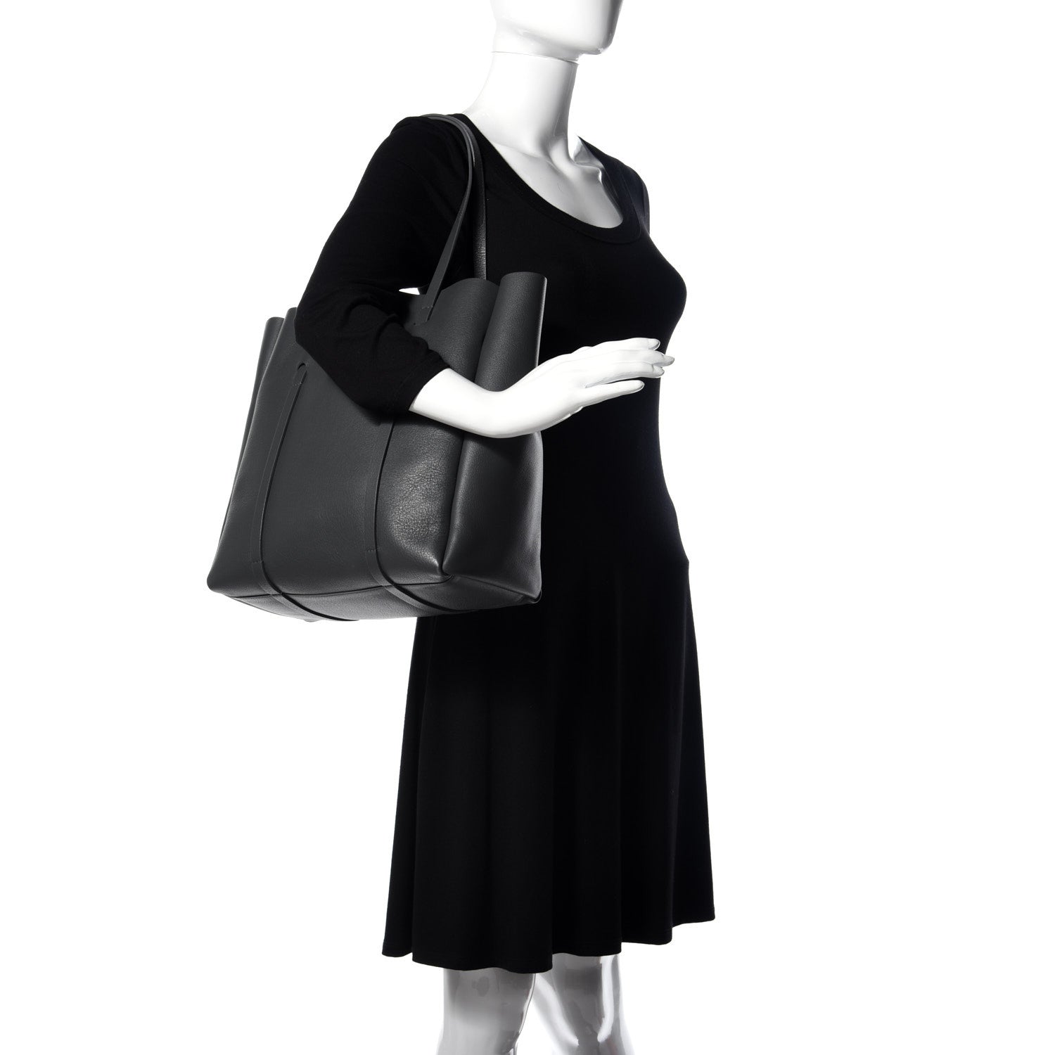 Balenciaga Veau Baltimore Double Sided Small Everyday Tote Gris Fossile Black 2 of 10