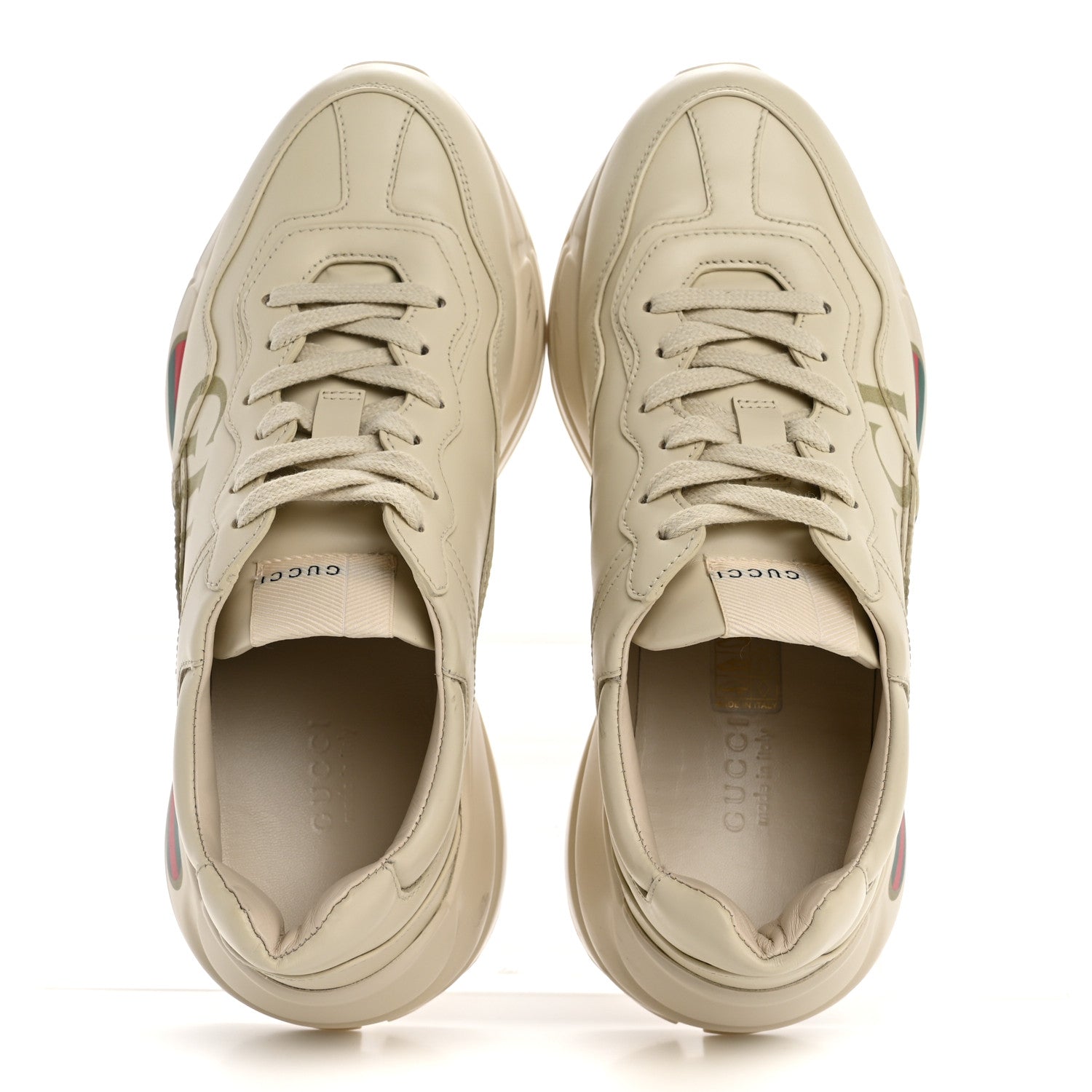 Gucci Calfskin Logo Womens Rhyton Sneakers 37 Ivory 2 of 10