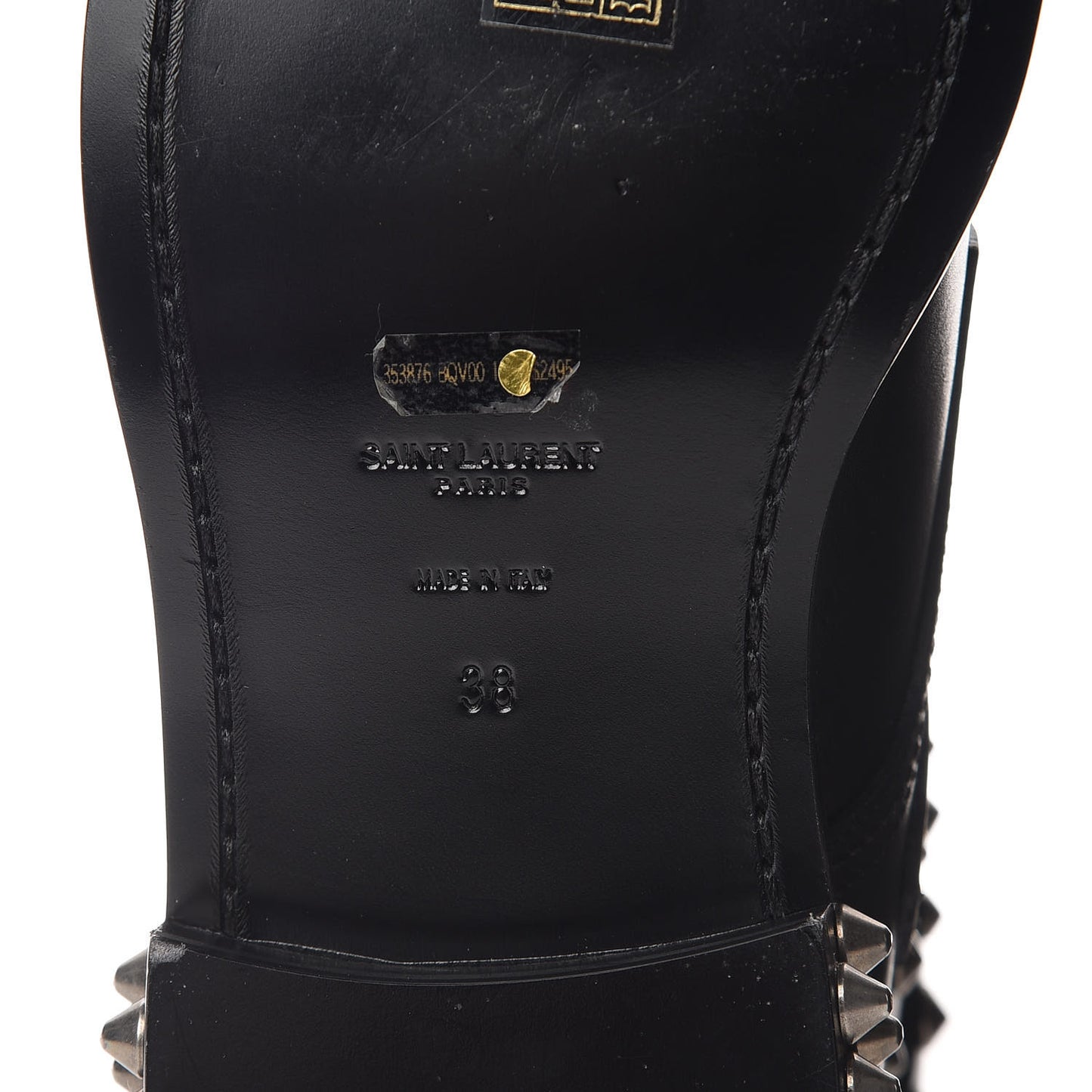 Smooth Calfskin Studded Womens Punk Ranger Boots 38 Black