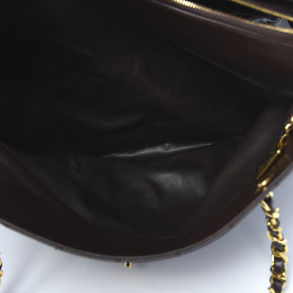 Chanel Calfskin Stitched XL Weekender Brown 7 of 14