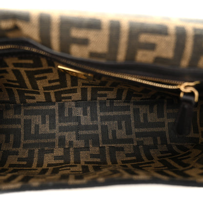 Fendi Fabric Jacquard FF 1974 Medium Baguette Tobacco Moro Black 5 of 12