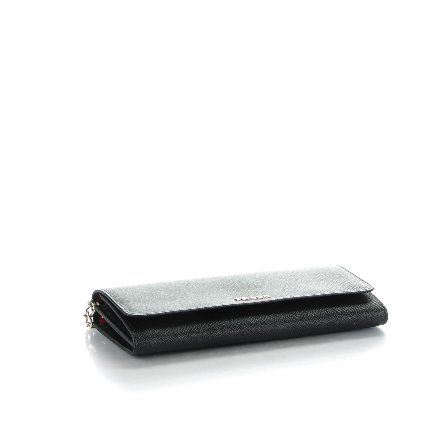 Prada Saffiano Bi-Color Wallet On Chain Nero Black Fuoco 4 of 7