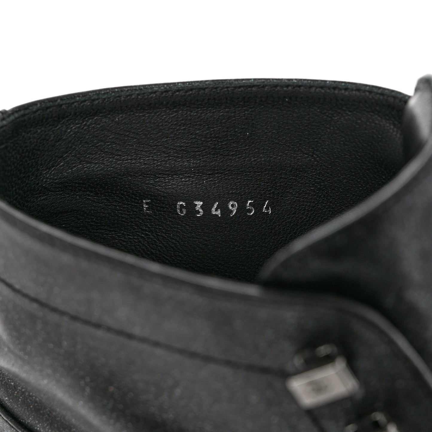 Iridescent Calfskin Patent Cap Toe Combat Boots 36.5 Black