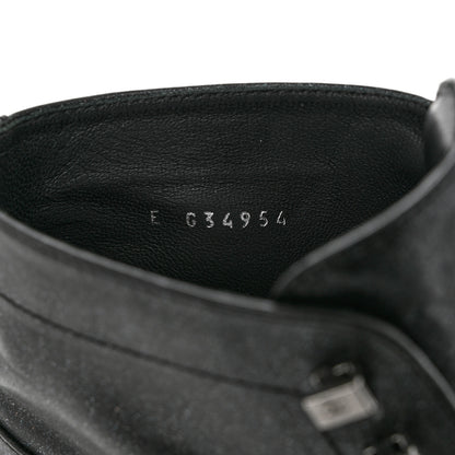 Chanel Iridescent Calfskin Patent Cap Toe Combat Boots 36.5 Black 6 of 10