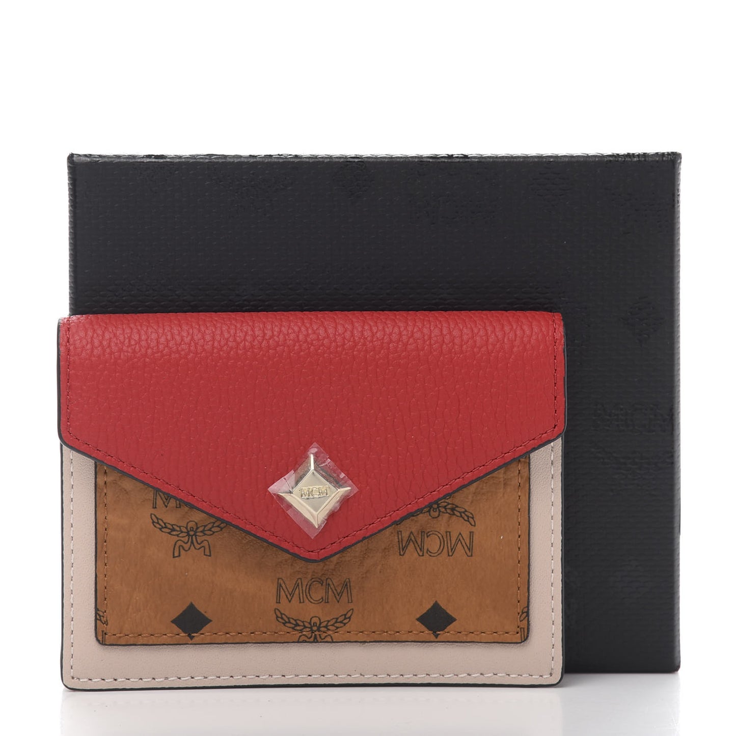 Visetos Mini Love Letter Flap Wallet Cognac White Red