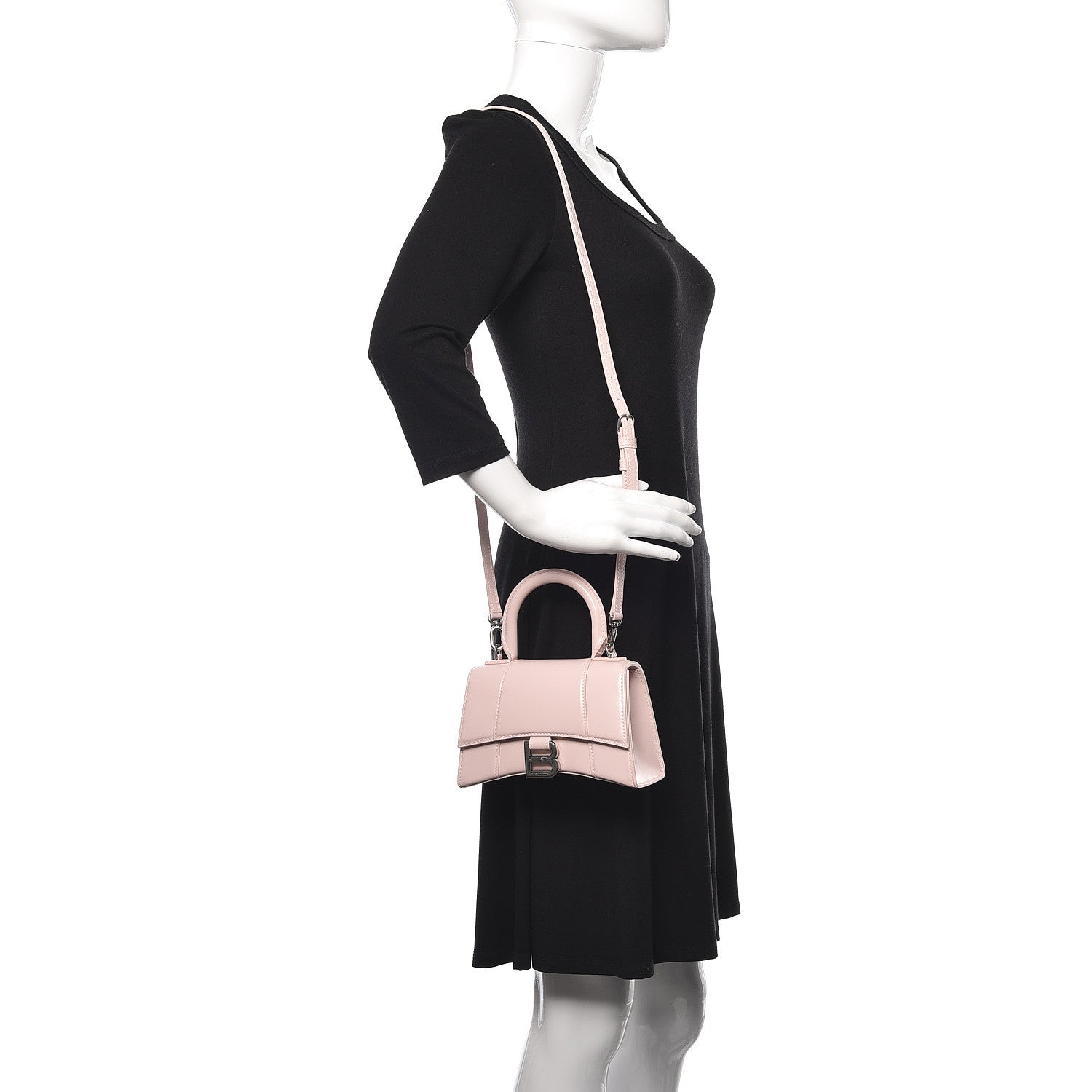 Balenciaga Shiny Box Calfskin Hourglass Top Handle Bag XS Light Rose 2 of 10