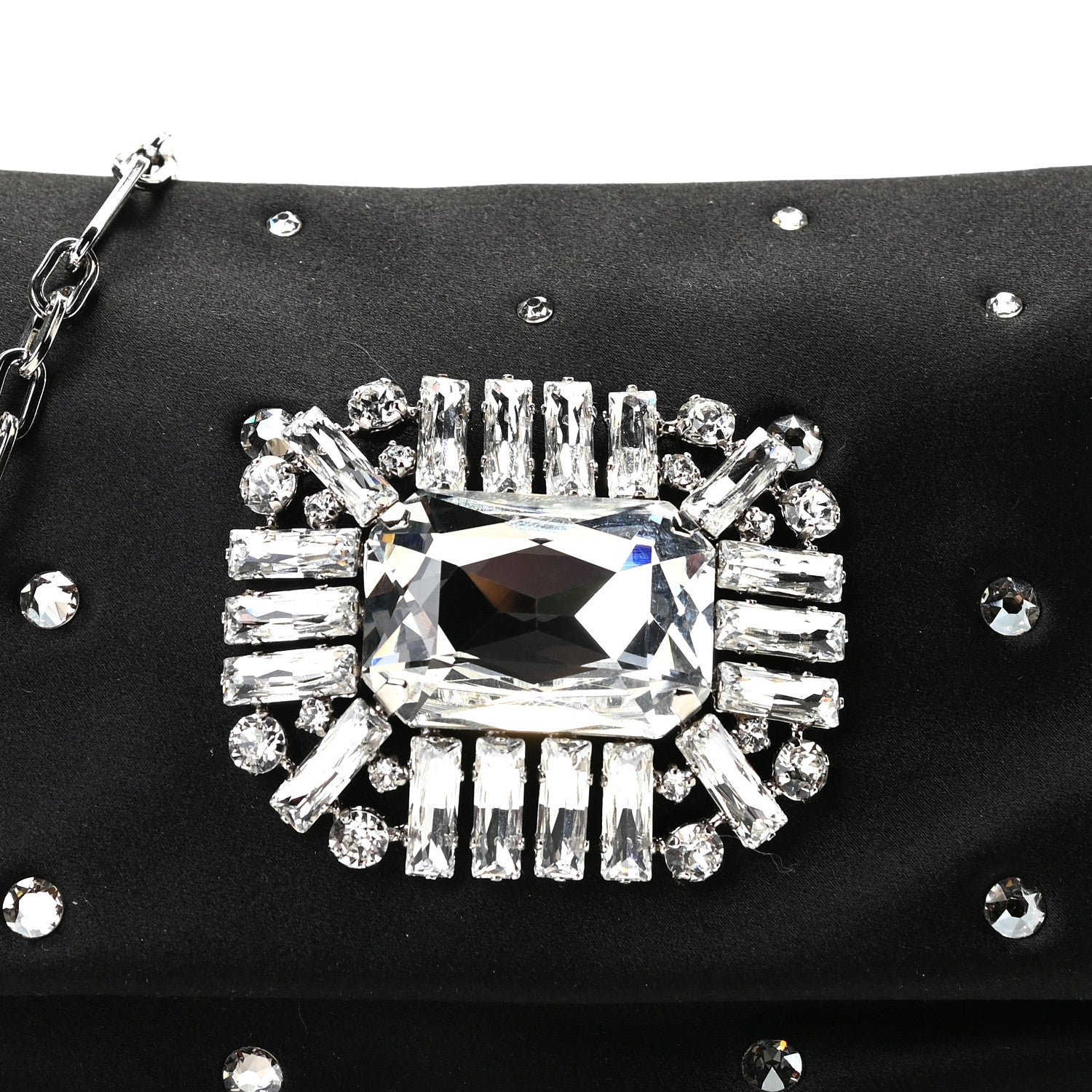Jimmy Choo Satin Crystal Embellished Titania Clutch Black 8 of 8