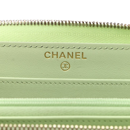 Chanel Caviar Quilted Large Gusset Zip Around Wallet Light Green 6 of 9