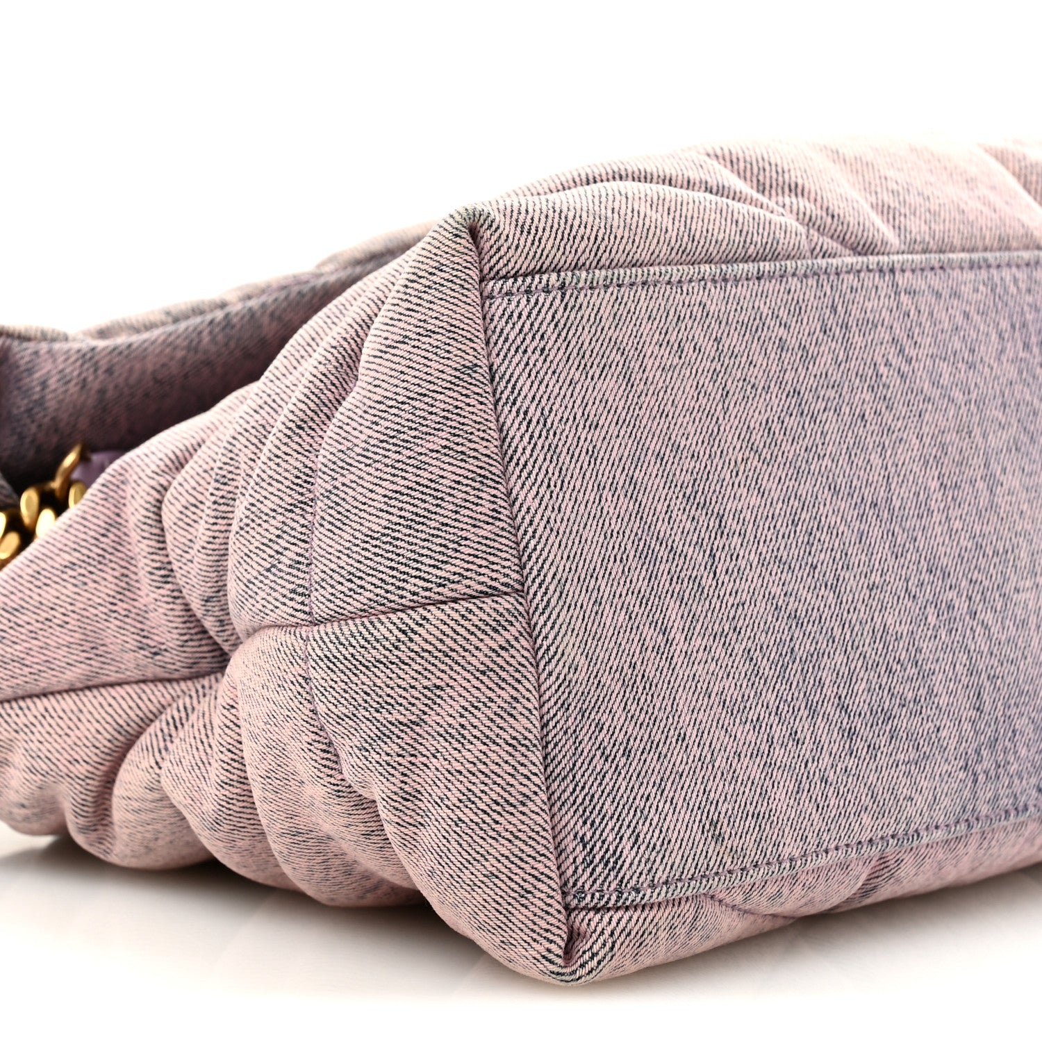 Saint Laurent Denim Quilted Medium Loulou Puffer Monogram Chain Satchel Bleached Lilac 9 of 11