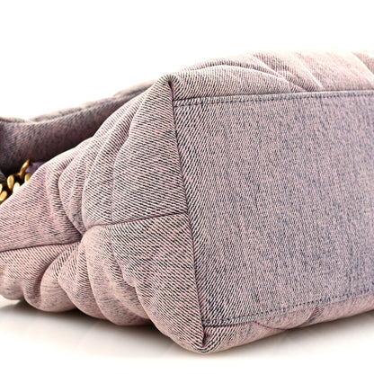 Saint Laurent Denim Quilted Medium Loulou Puffer Monogram Chain Satchel Bleached Lilac 9 of 11