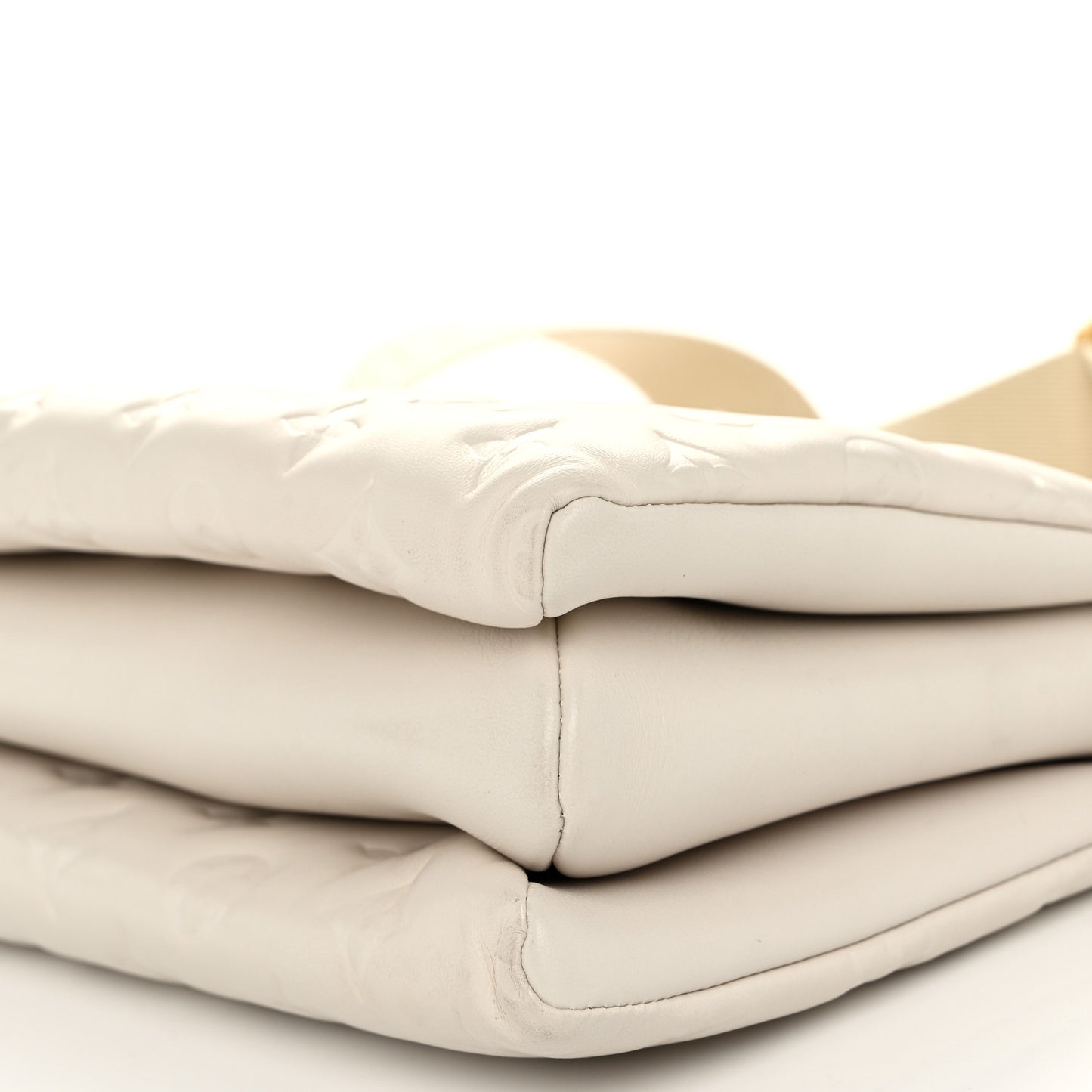 Lambskin Embossed Monogram Coussin PM Beige Cream