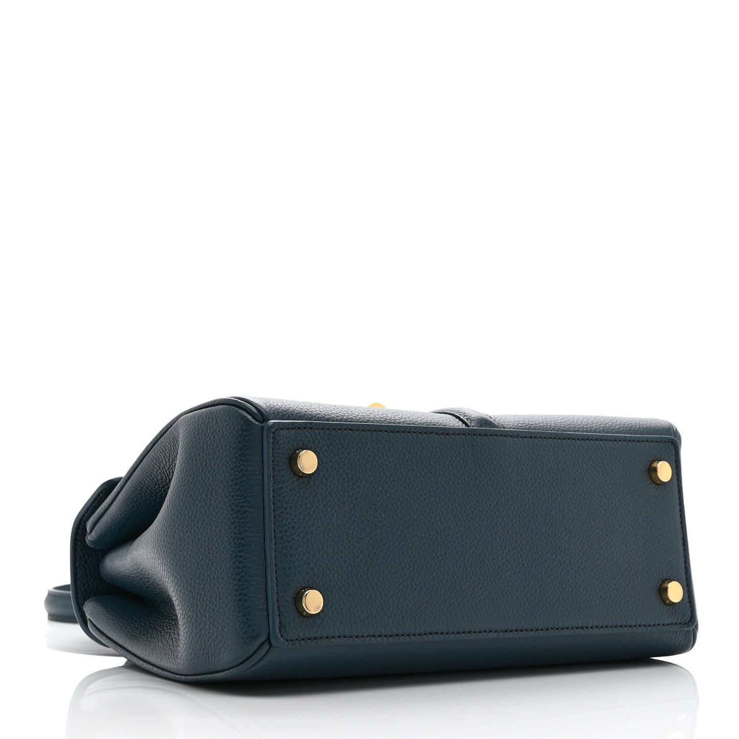 Grained Calfskin Small 16 Top Handle Bag Petrol
