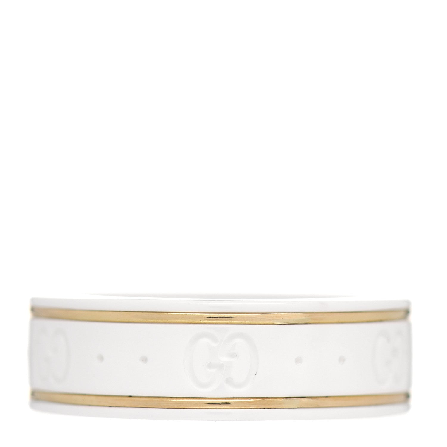 Gucci 18K Yellow Gold Ceramic Icon Band Ring White 57 8 1 of 4