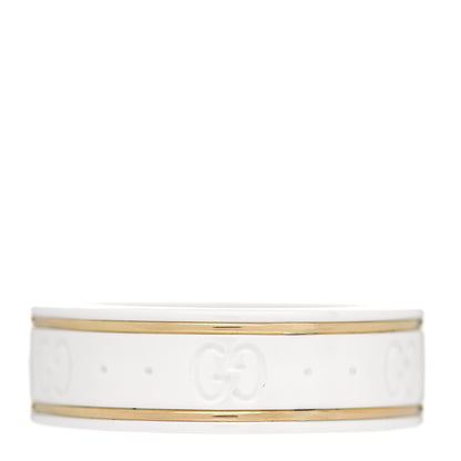Gucci 18K Yellow Gold Ceramic Icon Band Ring White 57 8 1 of 4
