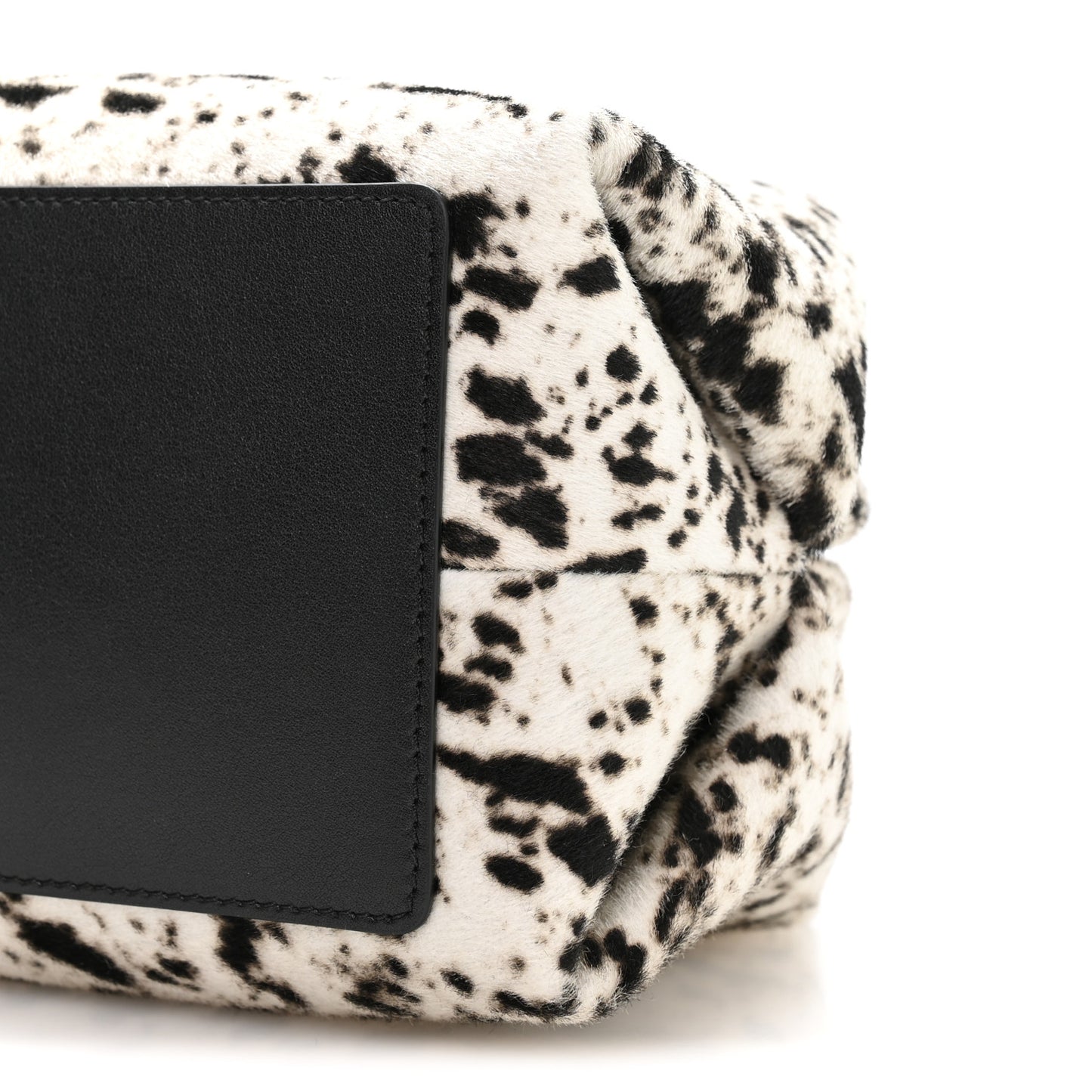 Lambskin Pony Hair Printed Clutch With Chain Black White