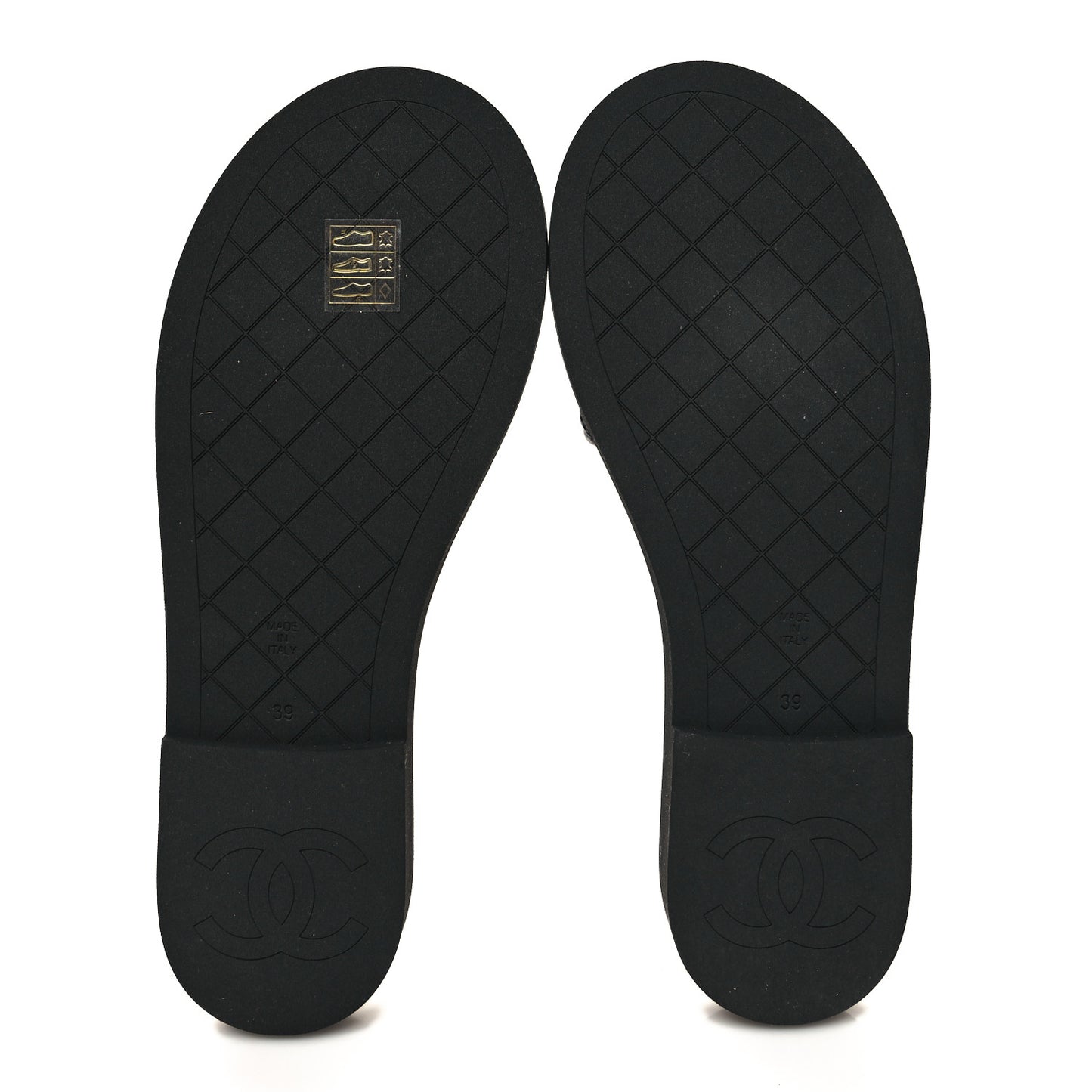 Lambskin Quilted Textured CC Mules Sandals 39 Black