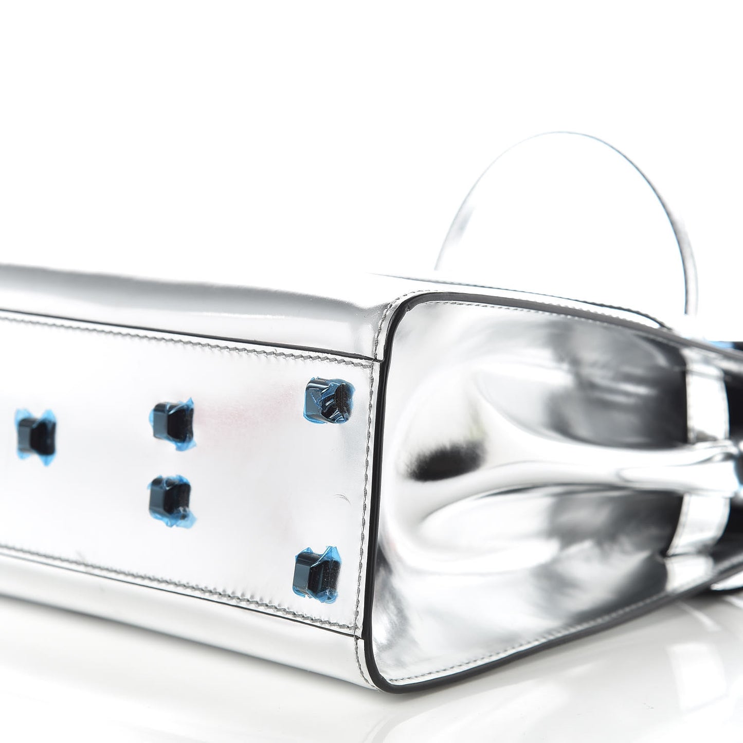 Metallic Patent Calfskin Medium My Rockstud Frame Bag Silver