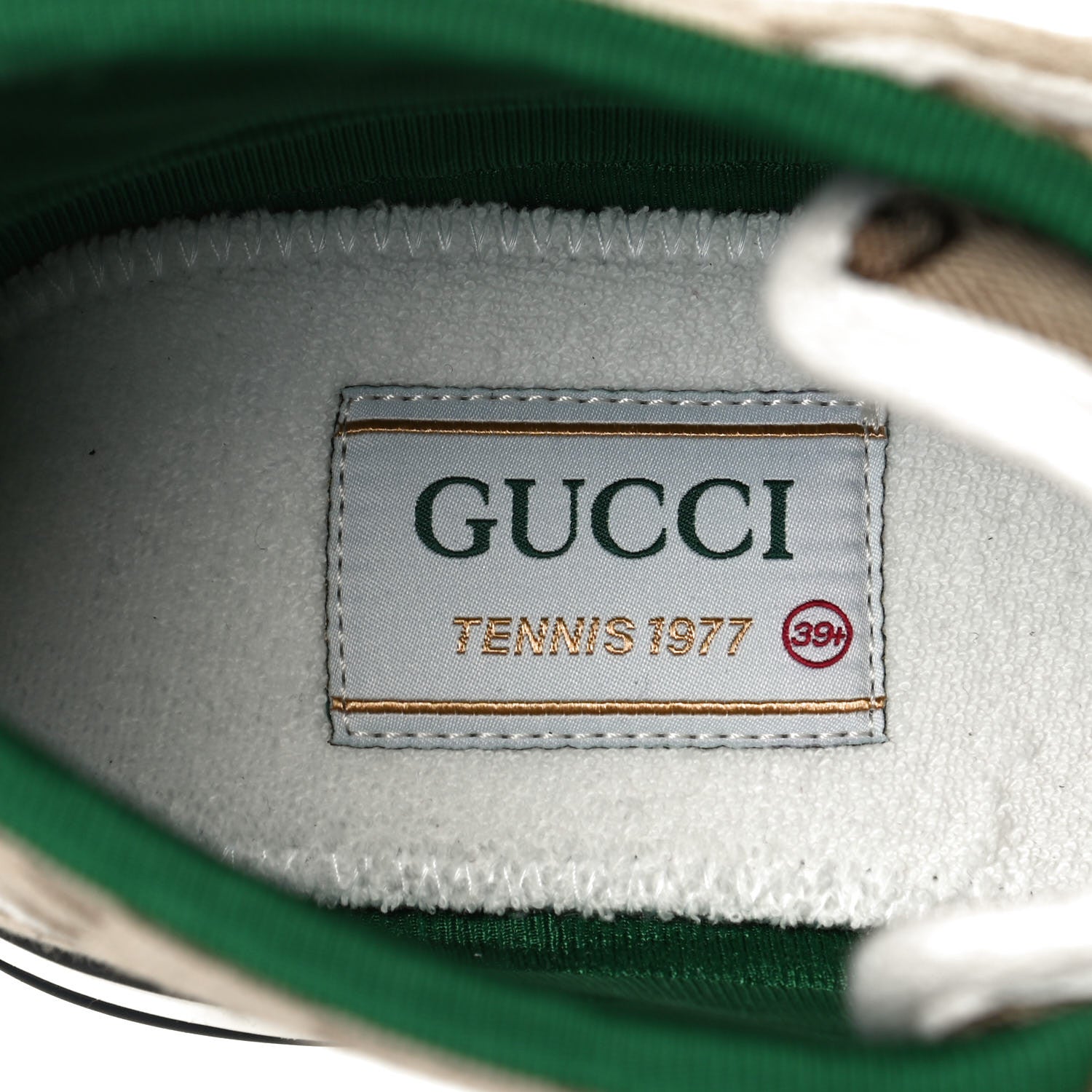 Gucci GG Monogram Web Womens 1977 Tennis High Top Sneakers 39.5 Beige Ebony Mystic White 6 of 7