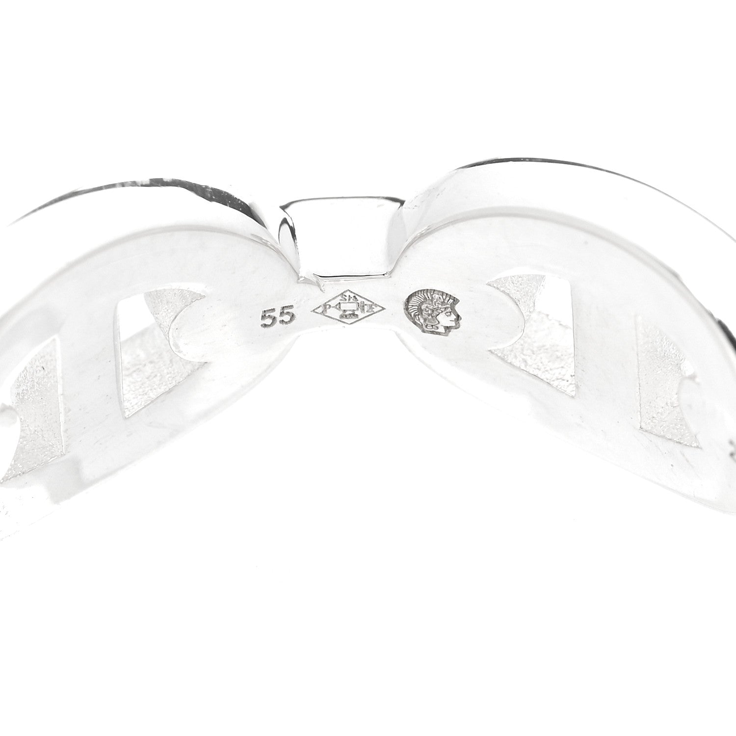 Hermes Sterling Silver PM Chaine d'Ancre Enchainee Band Ring 55 7.25 6 of 9