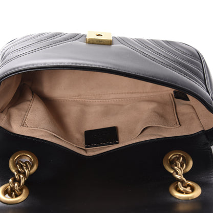 Gucci Calfskin Matelasse Mini GG Marmont Shoulder Bag Black 5 of 12