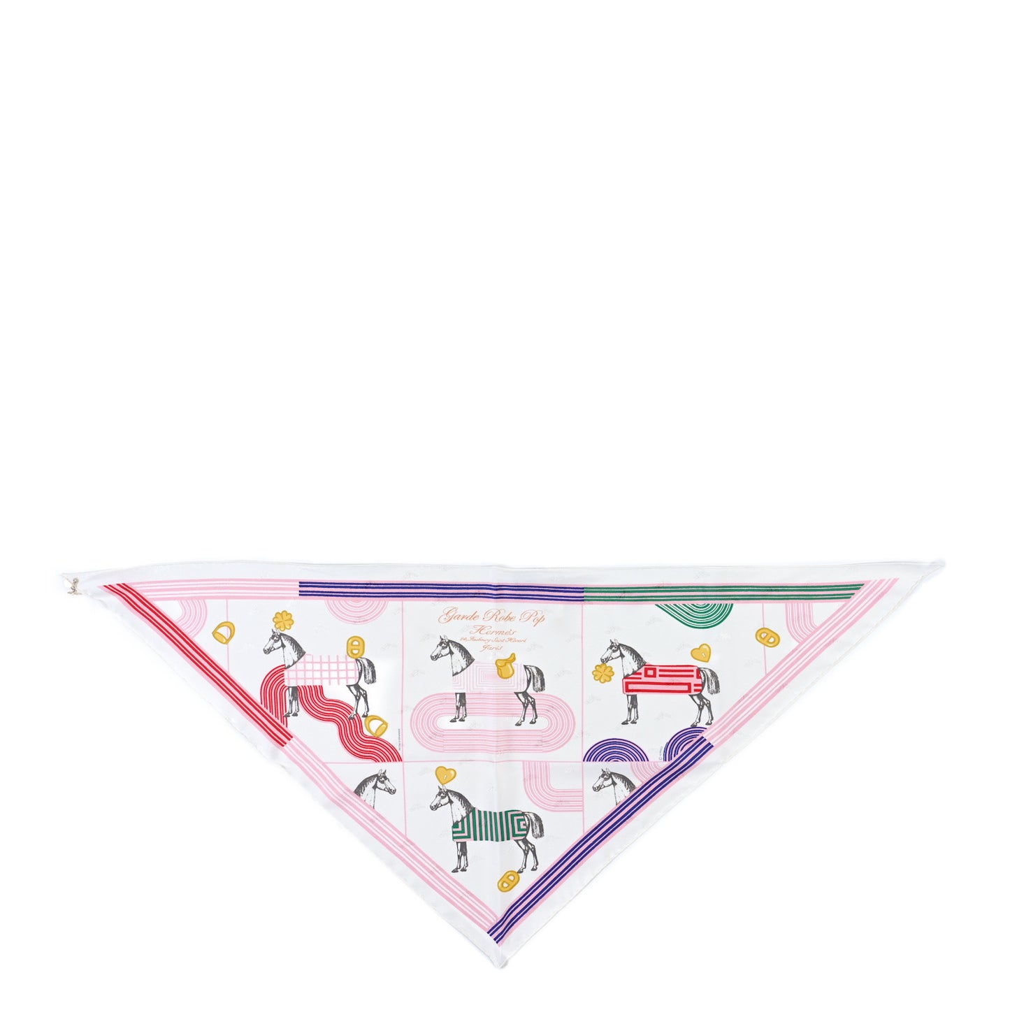 Silk Garde Robe Pop Charm Triangle Scarf 70 Multicolor White