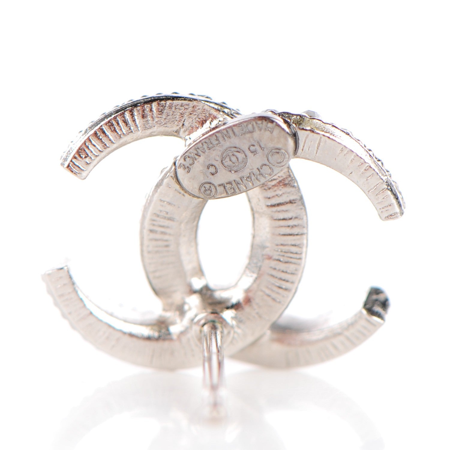 Chanel Crystal Moon CC Earrings Silver 4 of 5