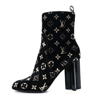 Louis Vuitton Velvet Monogram Silhouette Ankle Boots 40 Black 1 of 8