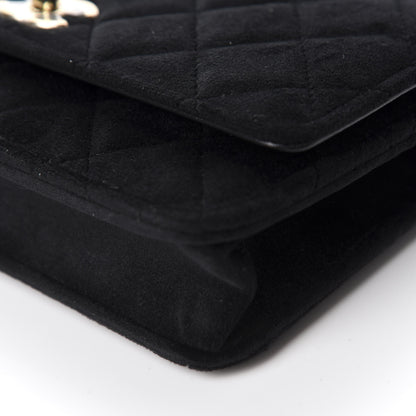 Chanel Velvet Quilted Pearl Crush Wallet On Chain WOC Black 7 of 12