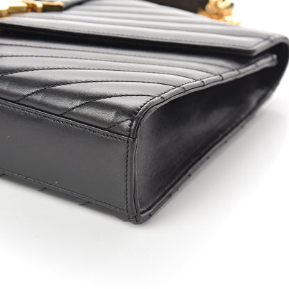 Saint Laurent Lambskin Matelasse Chevron Medium Monogram Satchel Black 8 of 8