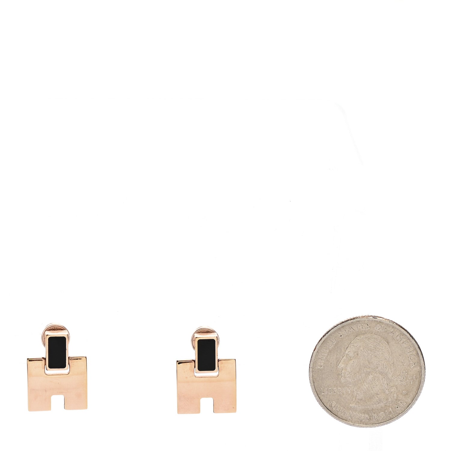 Hermes Gold Lacquer Eileen Earrings Black 2 of 5