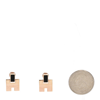 Hermes Gold Lacquer Eileen Earrings Black 2 of 5