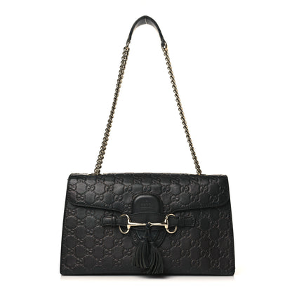 Gucci Guccissima Medium Emily Chain Shoulder Bag Black 1 of 20