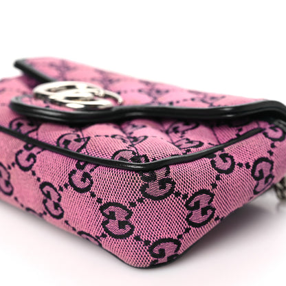 Gucci Monogram Multicolor Matelasse Diagonal Super Mini GG Marmont Shoulder Bag Pink Blue 10 of 10