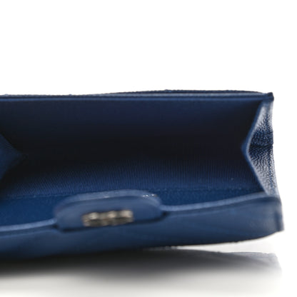 Chanel Caviar Chevron Quilted Flap Card Holder Dark Blue 5 of 8