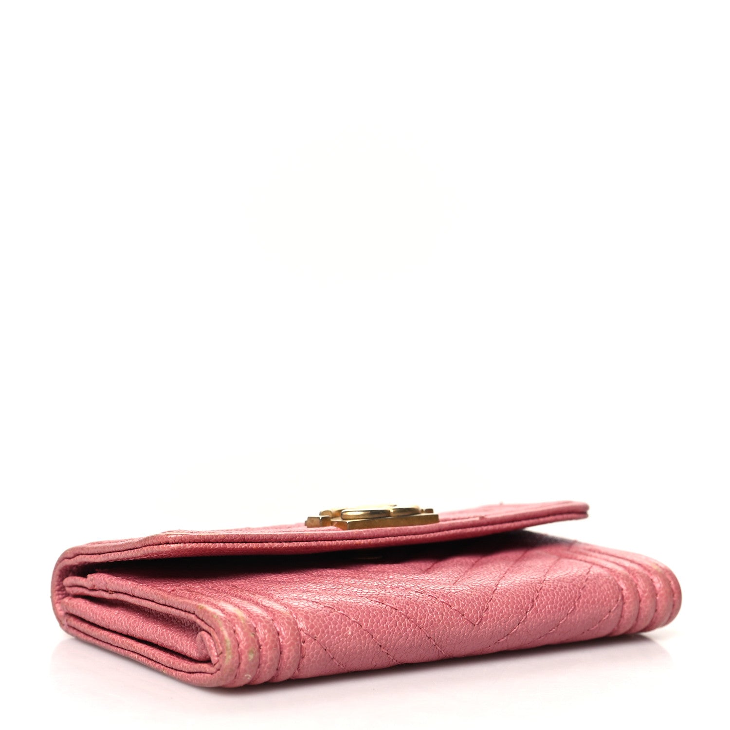 Chanel Caviar Chevron Quilted Boy Flap Card Holder Wallet Light Pink 4 of 14
