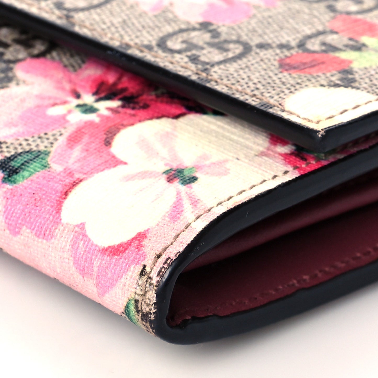 GG Supreme Monogram Blooms Continental Wallet Beige Multicolor Dry Rose