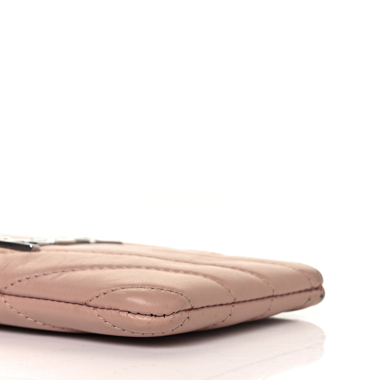 Calfskin Matelasse Monogram Key Pouch Light Taupe