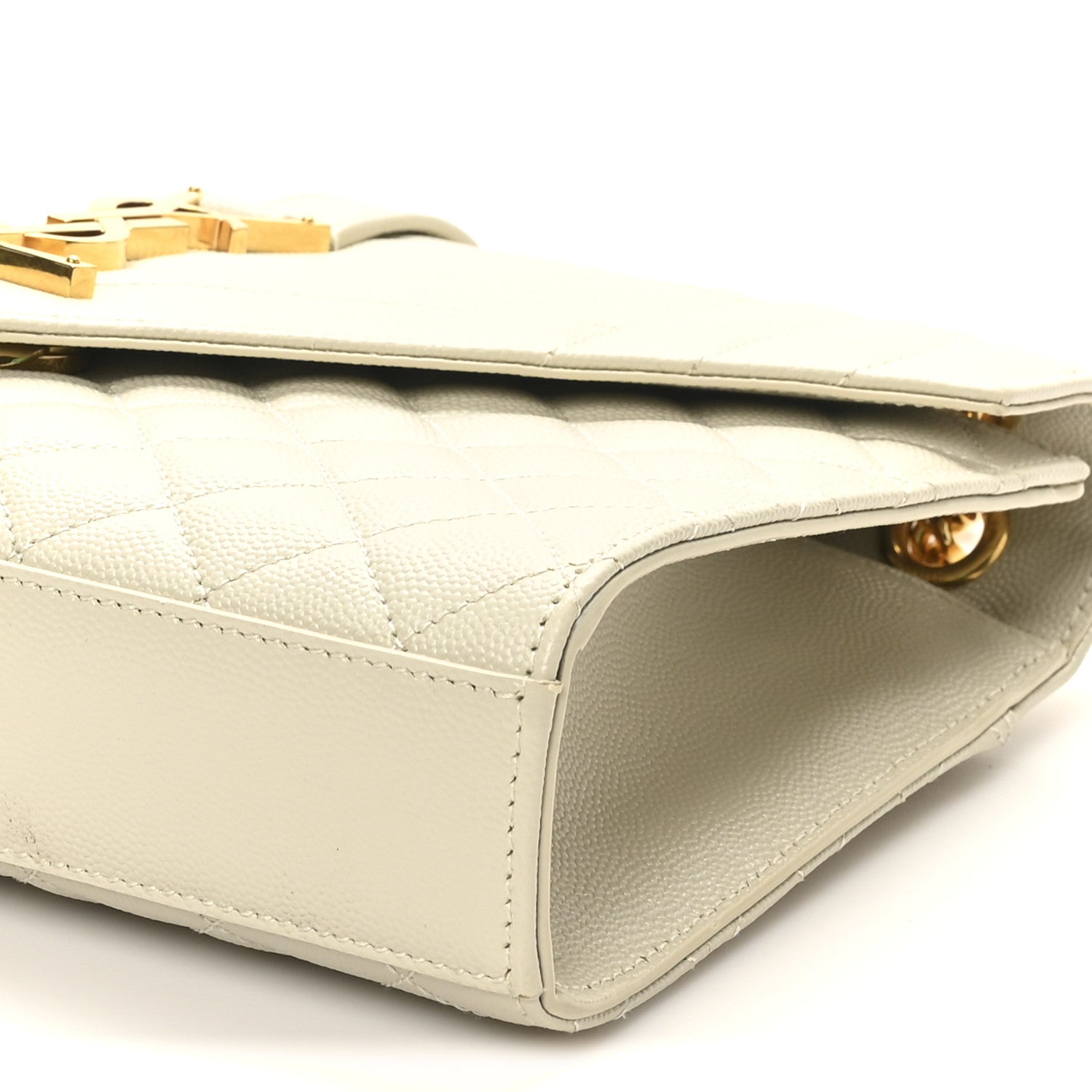 Saint Laurent Grain De Poudre Textured Mixed Matelasse Medium Triquilt Monogram Satchel Crema Soft 10 of 11