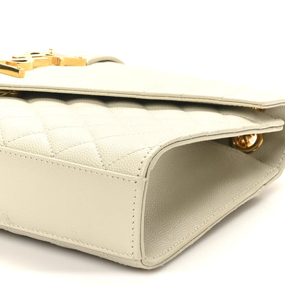 Saint Laurent Grain De Poudre Textured Mixed Matelasse Medium Triquilt Monogram Satchel Crema Soft 10 of 11