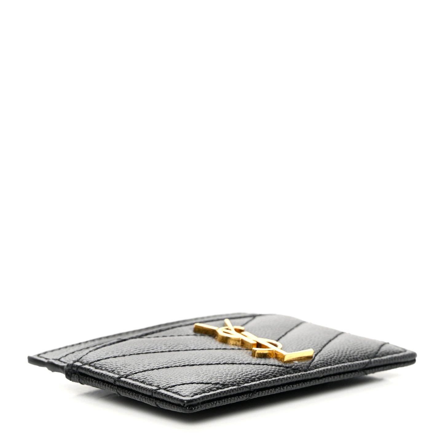 Grain De Poudre Matelasse Chevron Monogram Credit Card Case Black