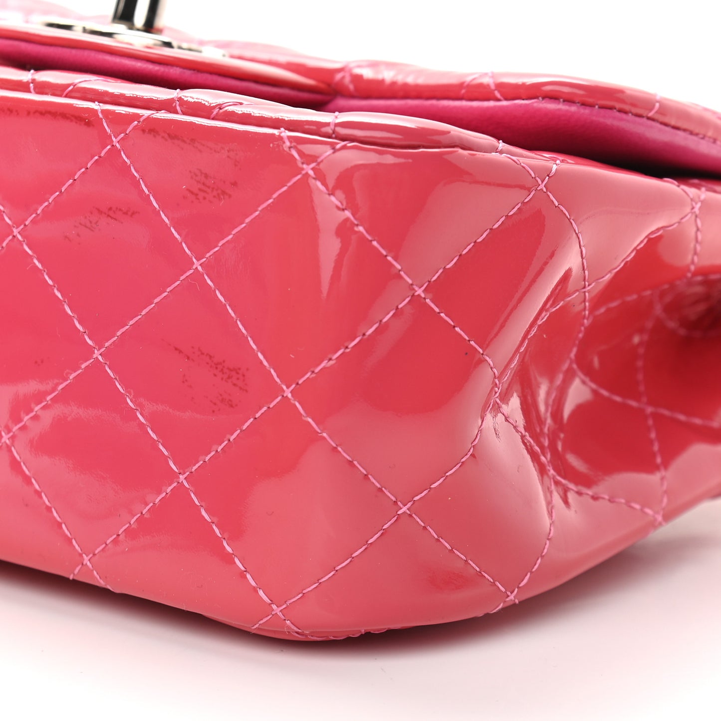 Patent Quilted Mini Square Flap Pink