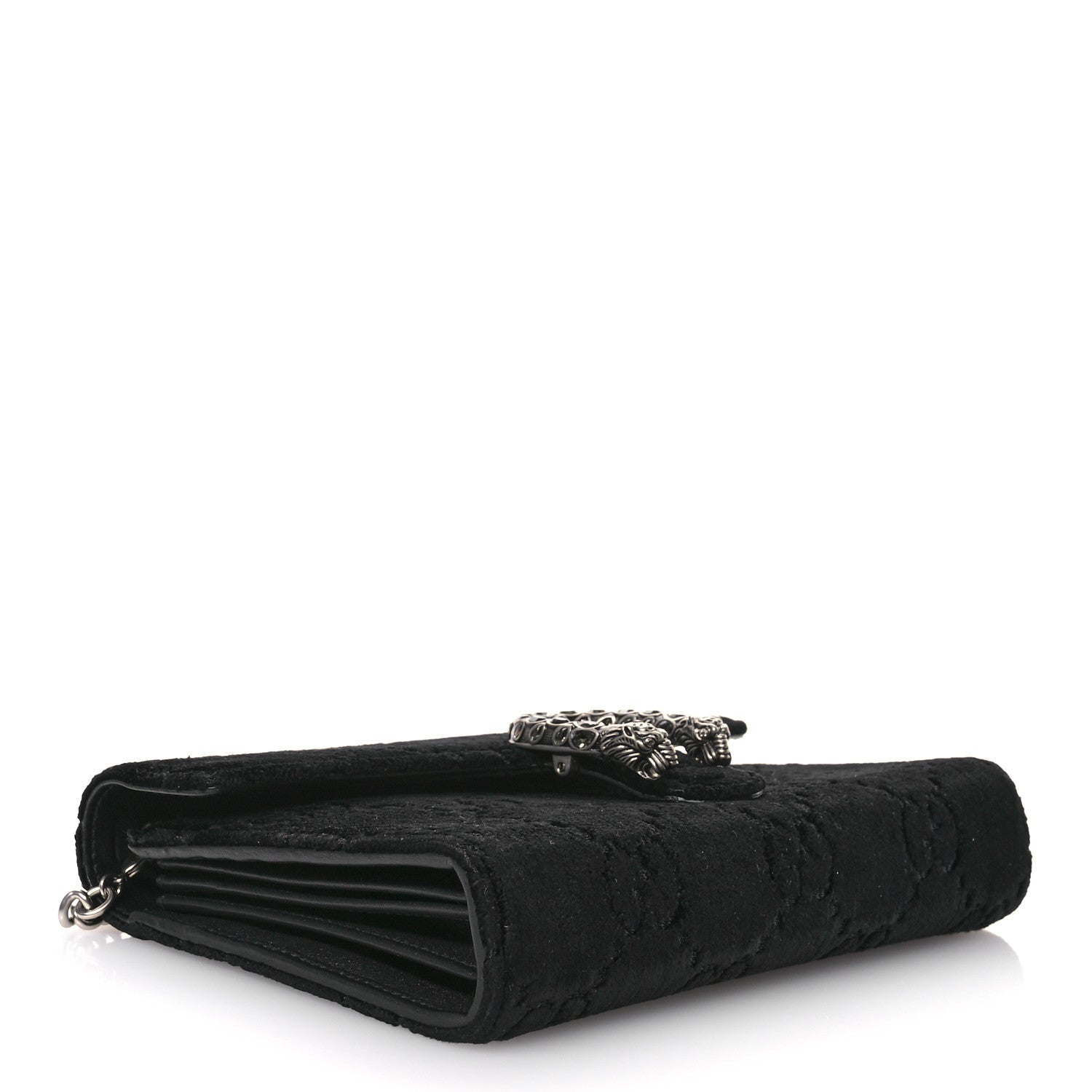 Gucci Velvet GG Monogram Mini Dionysus Chain Wallet Black Diamond 4 of 12