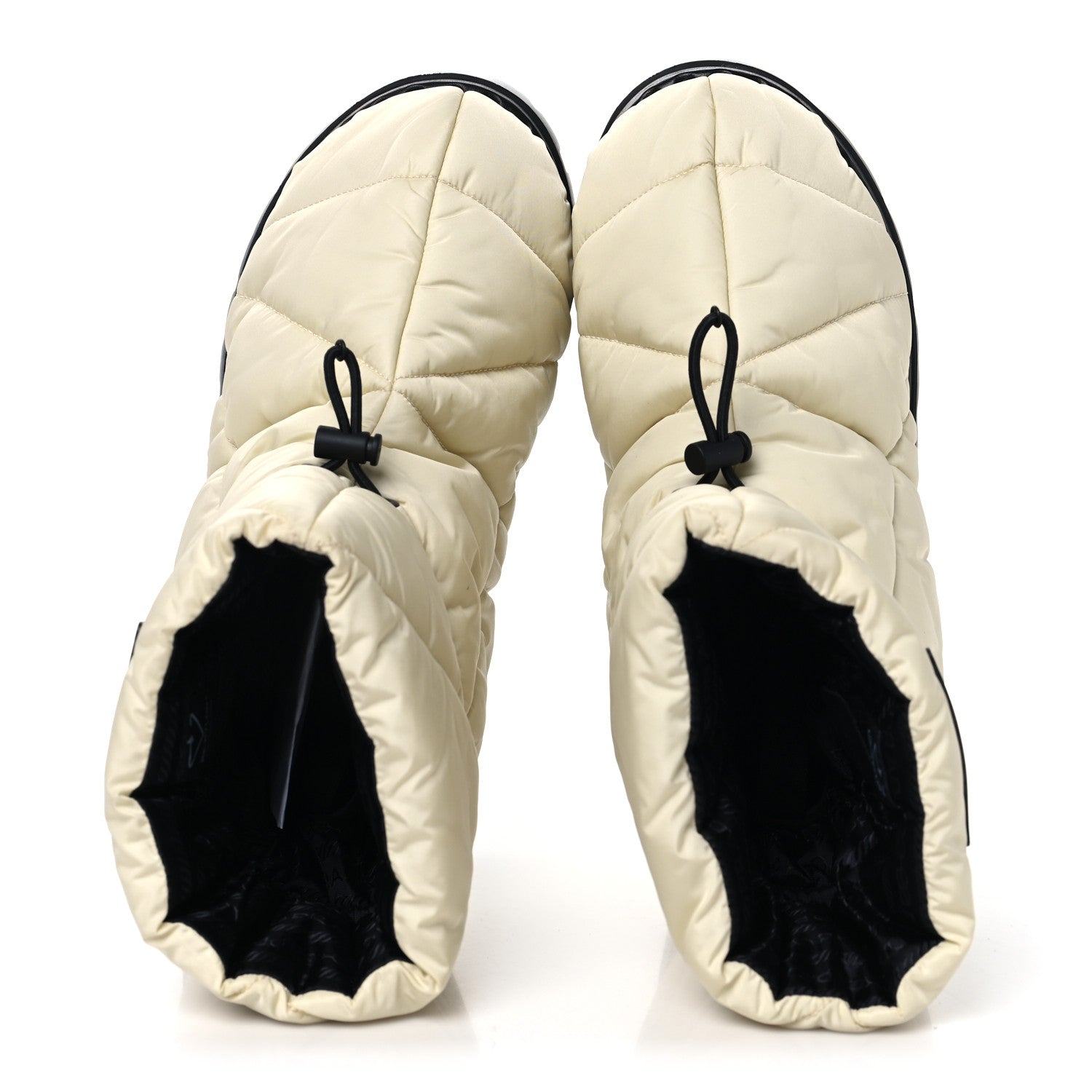 Prada Re-Nylon Piuma Triangle Logo Padded Drawcord 20mm Snow Boots 37 Avorio 2 of 8