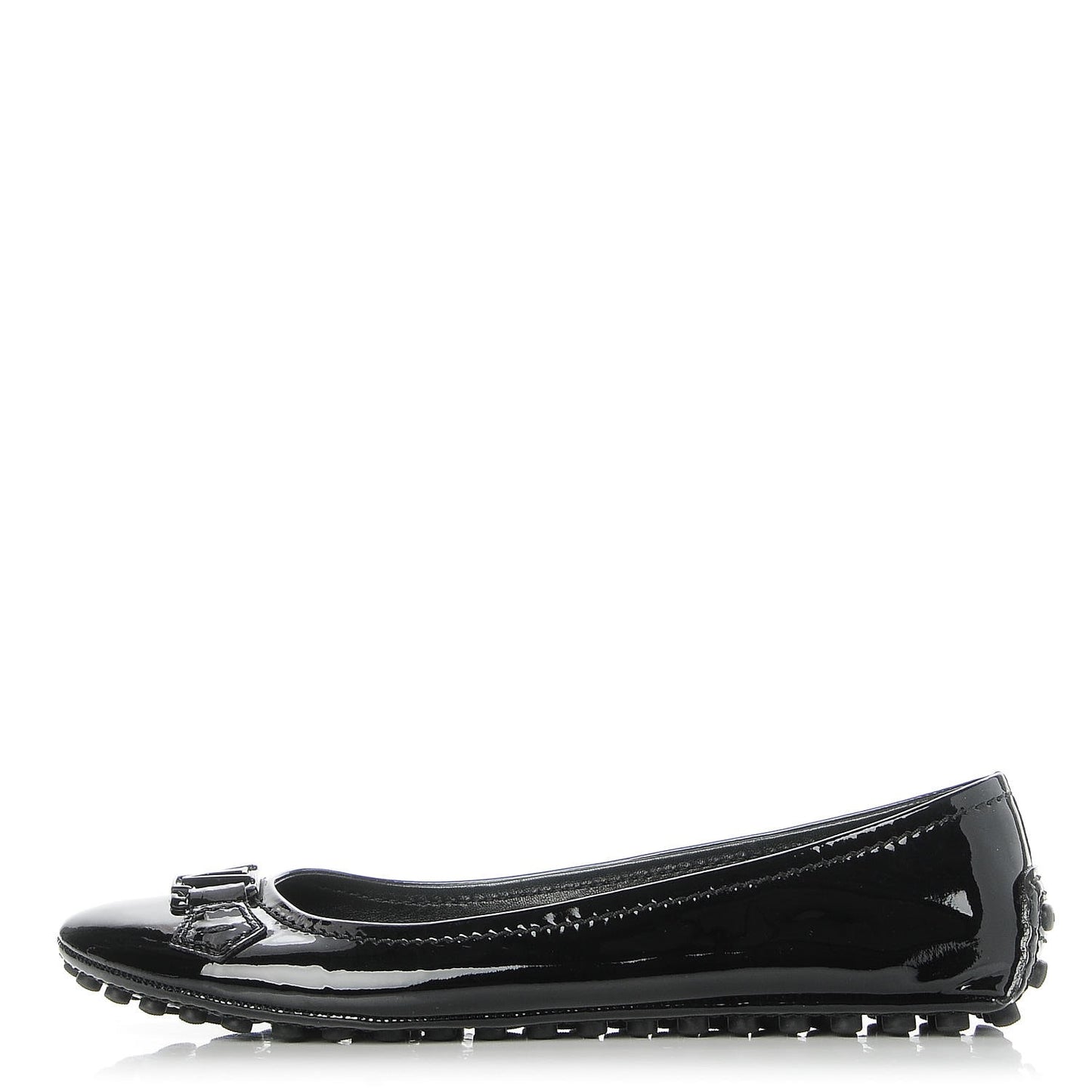 Patent Calfskin Oxford Ballerina Flats 38.5 Black