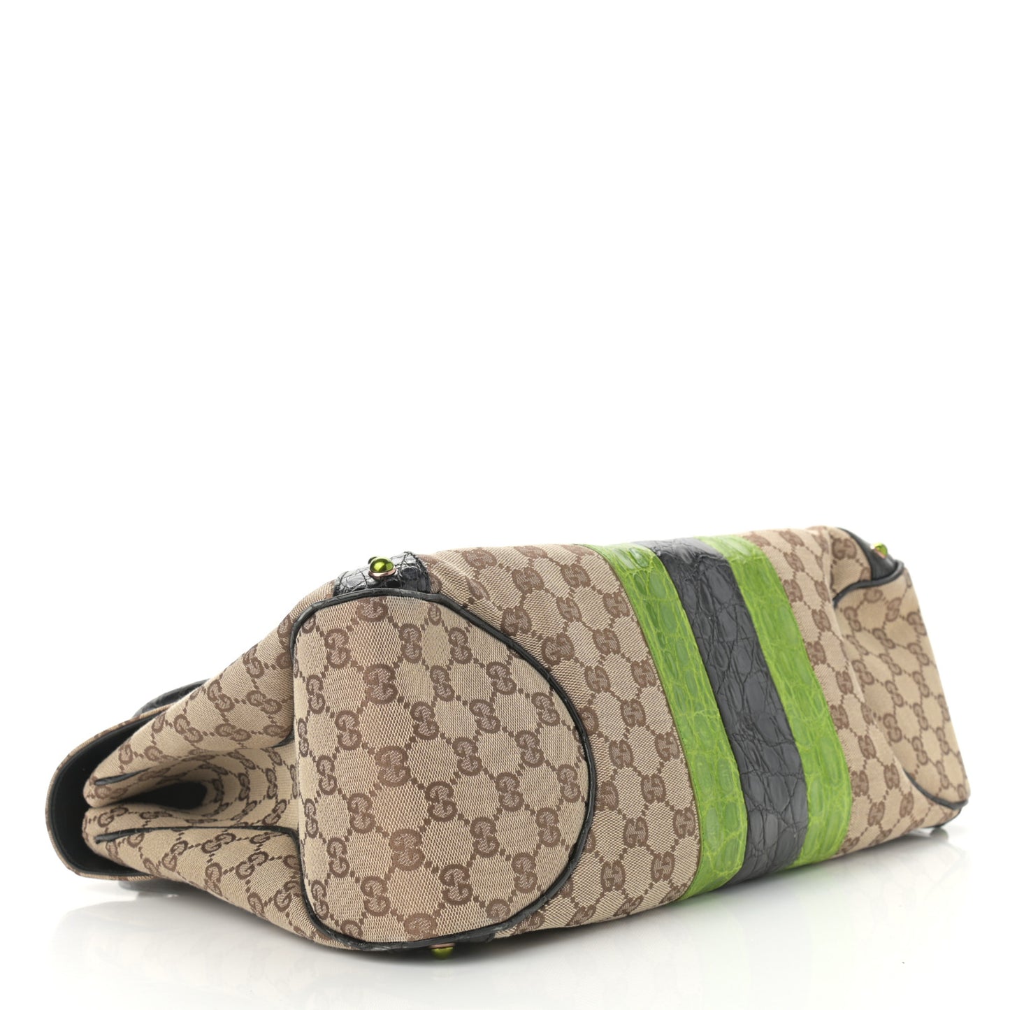 Crocodile Web Monogram Tom Ford Dragon Tote Dark Brown Green